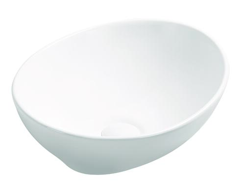 Vasque ovale à poser HANA en céramique 40,5 x 33 x 14 cm - Blanc brillant